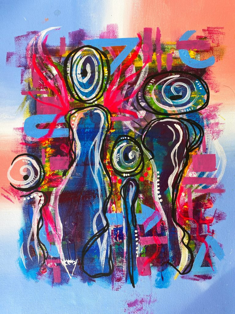 Abstract painting with figurative forms